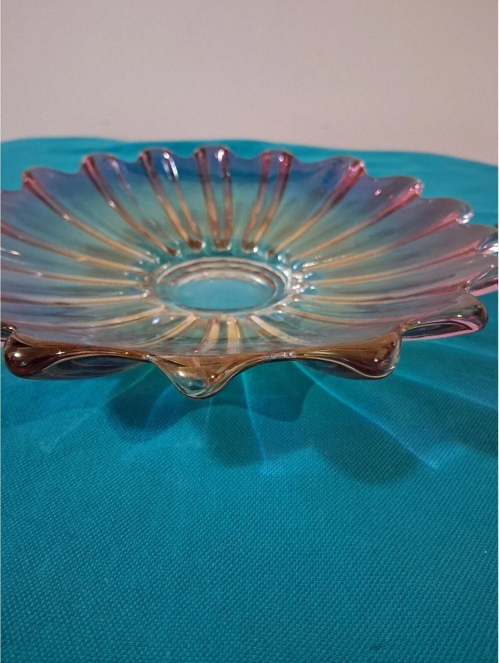 Vintage Clear Glass Decorative Dish with Scalloped Edges